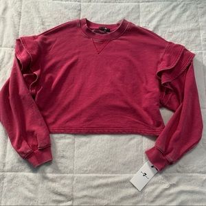 NWT 7 For All Mankind Red Cropped Sweatshirt